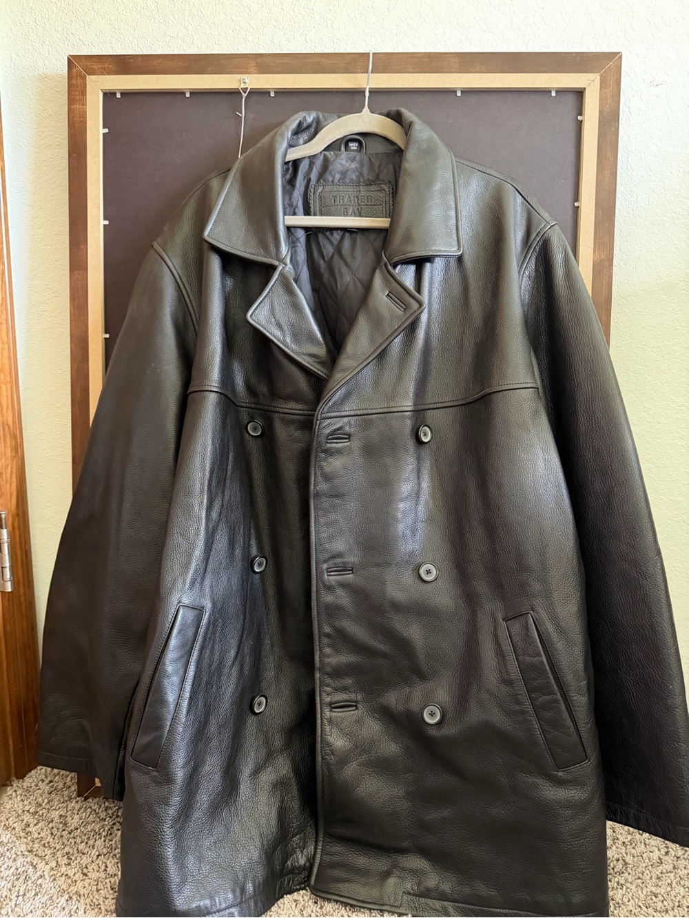 Trader Bay Black Leather Coat